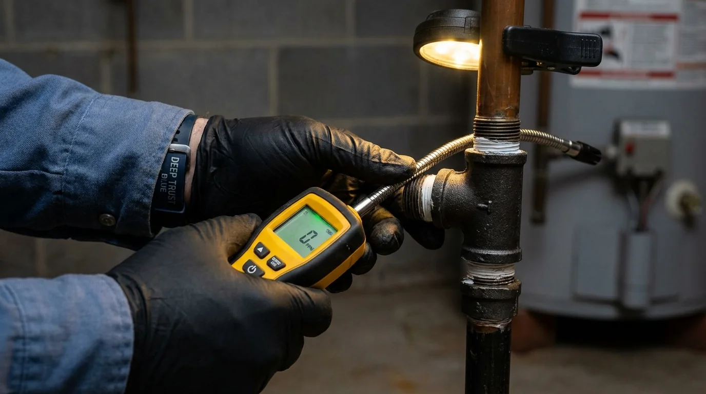 Gas leak detection with electronic sniffer by Johns Plumbing LLC in Lansdowne